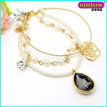 Hot Sell Custom Wholesale Cheap Alloy Crystal Charm Gold Bracelet